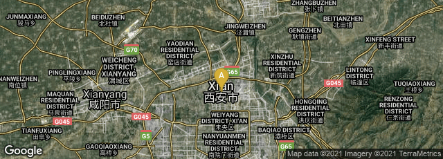 Detail map of Weiyang Qu, Xian Shi, Shaanxi Sheng, China