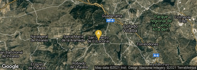 Detail map of San Lorenzo de El Escorial, Comunidad de Madrid, Spain
