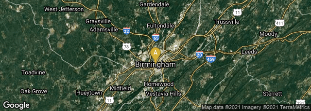 Detail map of Birmingham, Alabama, United States