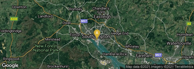 Detail map of Southampton, England, United Kingdom