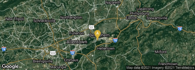 Detail map of Bethlehem, Pennsylvania, United States