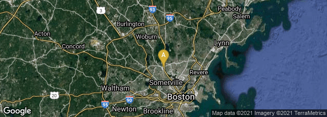 Detail map of Medford, Massachusetts, United States
