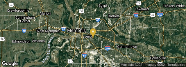 Detail map of Memphis, Tennessee, United States