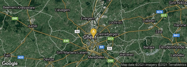 Detail map of Gent, Vlaanderen, Belgium