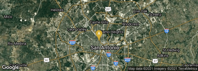 Detail map of San Antonio, Texas, United States