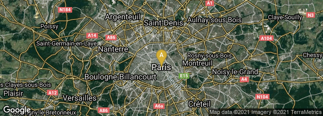 Detail map of Paris, Île-de-France, France