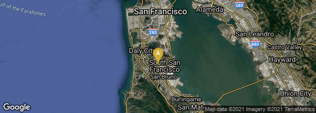 Detail map of South San Francisco, California, United States
