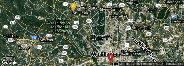 Detail map of Bethesda, Maryland, United States,Washington, District of Columbia, United States