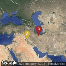 Overview map of Baghdad, Al Saadoon Park, Baghdad Governorate, Iraq,Tehran, Tehran Province, Iran